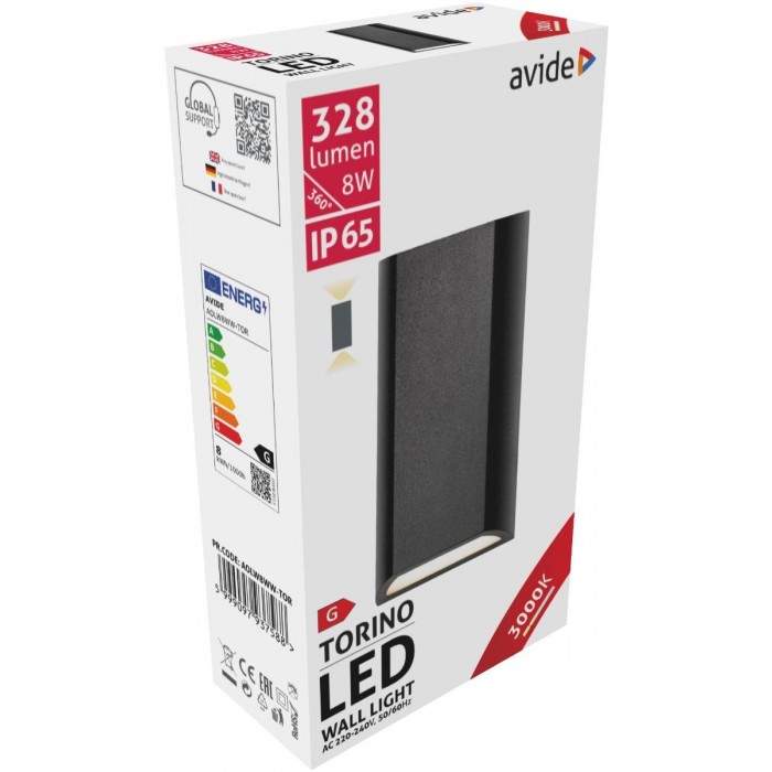 Avide Εξωτερικό Φωτιστικό Τοίχου Torino 2 Way LED 8W Θερμό 3000K IP65 Avide Εξωτερικό Φωτιστικό Τοίχου Torino 2 Way LED 8W Θερμό 3000K IP65