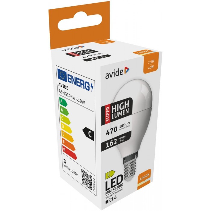 Avide LED Σφαιρική G45 2.9W E14 Λευκό 4000K Super Υψηλής Φωτεινότητας Avide LED Σφαιρική G45 2.9W E14 Λευκό 4000K Super Υψηλής Φωτεινότητας