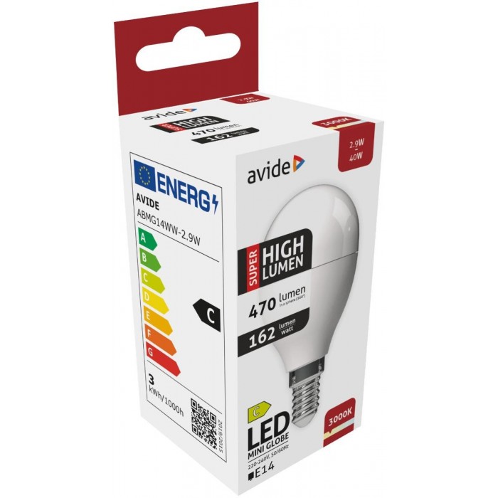Avide LED Σφαιρική G45 2.9W E14 Θερμό 3000K Super Υψηλής Φωτεινότητας Avide LED Σφαιρική G45 2.9W E14 Θερμό 3000K Super Υψηλής Φωτεινότητας
