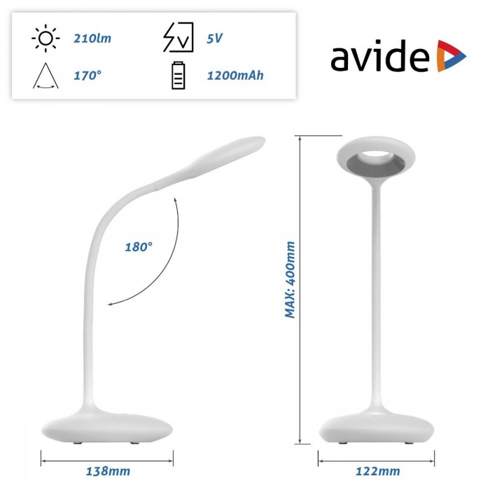 Avide LED Φωτιστικό Γραφείου Minimal Άσπρο 4W