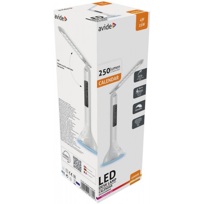 Avide LED Φωτιστικό Γραφείου RGB με Ημερολόγιο 4W Λευκό Avide LED Φωτιστικό Γραφείου RGB με Ημερολόγιο 4W Λευκό