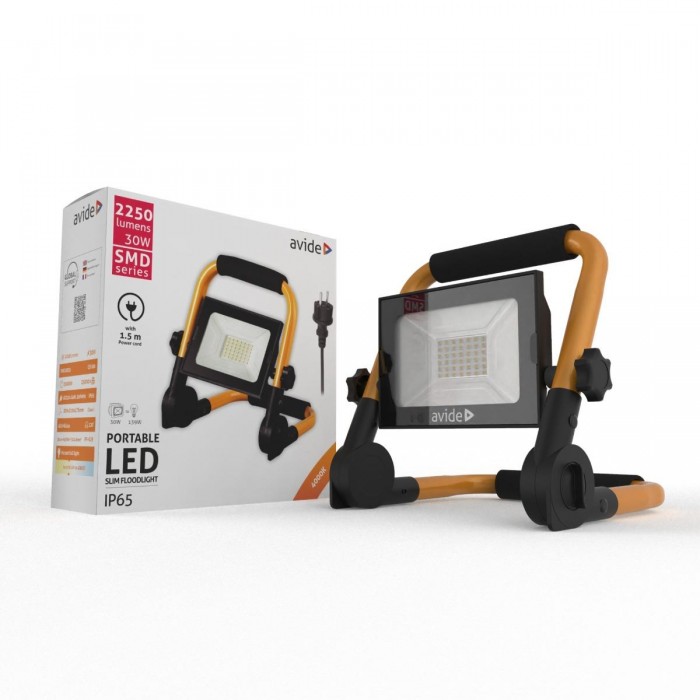 AVIDE LED Ηλιακός Προβολέας Slim SMD 30W με Βάση 1,5m 4000K AVIDE LED Ηλιακός Προβολέας Slim SMD 30W με Βάση 1,5m 4000K