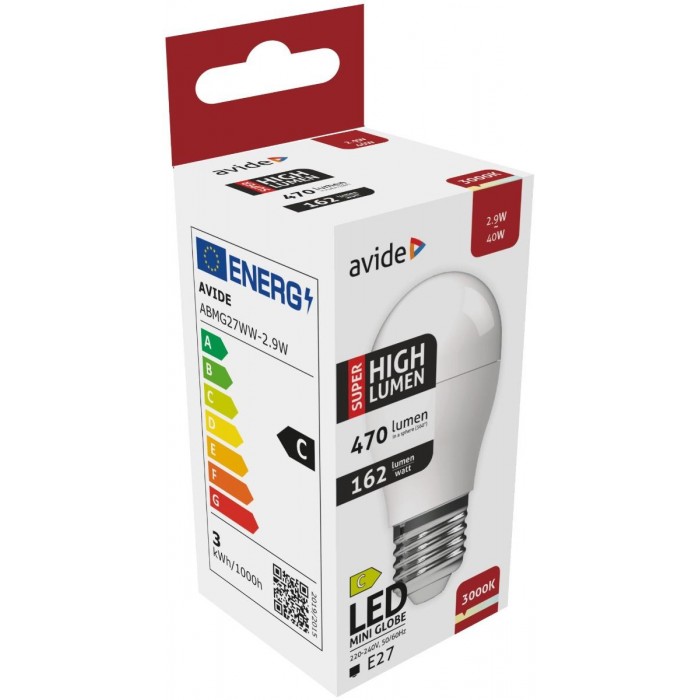 Avide LED Σφαιρική G45 2.9W E27 Θερμό 3000K Super Υψηλής Φωτεινότητας Avide LED Σφαιρική G45 2.9W E27 Θερμό 3000K Super Υψηλής Φωτεινότητας