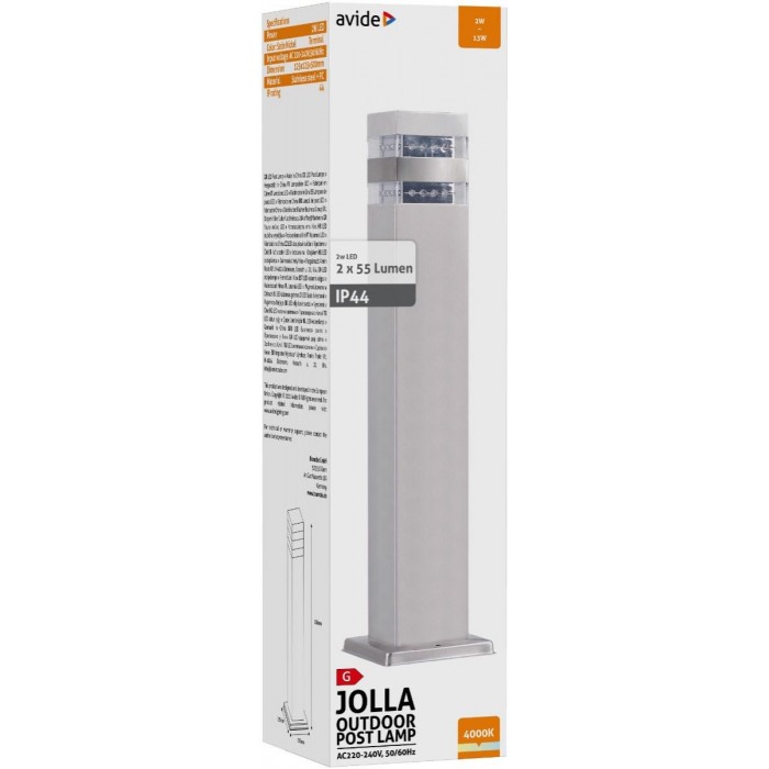 Avide Εξωτερικό Φωτιστικό Κήπου Jolla LED 2W Λευκό 500mm IP44 Σατέν Νίκελ