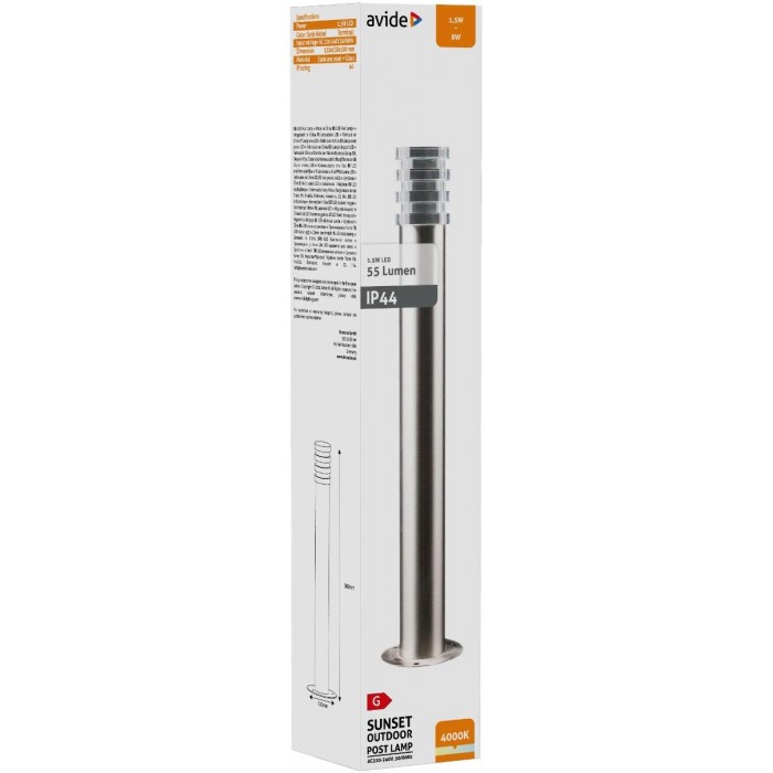 Avide Εξωτερικό Φωτιστικό Κήπου Sunset LED 1.5W NW 500mm IP44 Σατέν Νίκελ