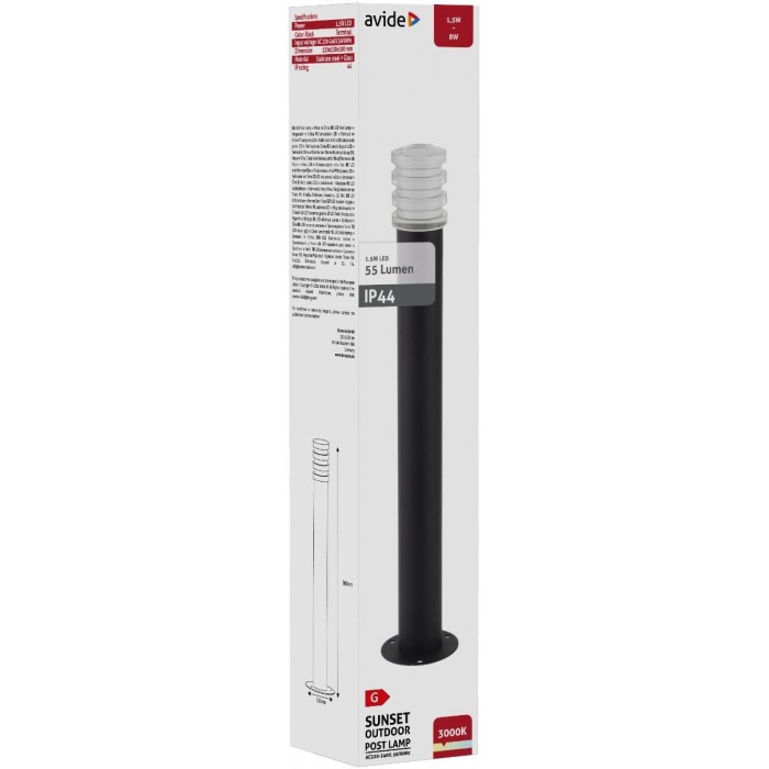 Avide Εξωτερικό Φωτιστικό Κήπου Sunset LED 1.5W Θερμό 500mm IP44 Μαύρο Avide Εξωτερικό Φωτιστικό Κήπου Sunset LED 1.5W Θερμό 500mm IP44 Μαύρο