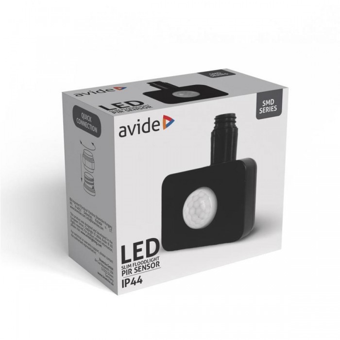 Αισθητήρας PIR προβολέα LED Avide Μαύρο Αισθητήρας PIR προβολέα LED Avide Μαύρο