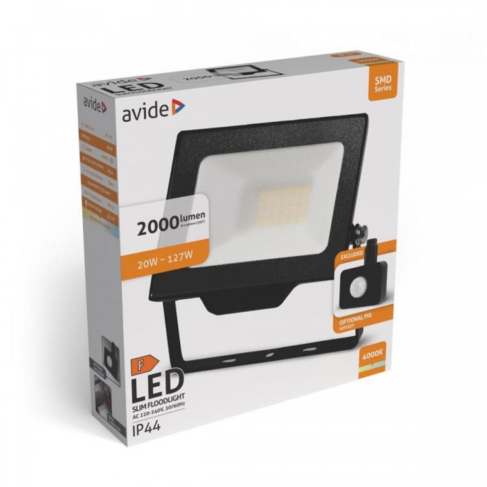 Avide LED Προβολέας SMD 20W NW 4000K με Προαιρετικό PIR Avide LED Προβολέας SMD 20W NW 4000K με Προαιρετικό PIR
