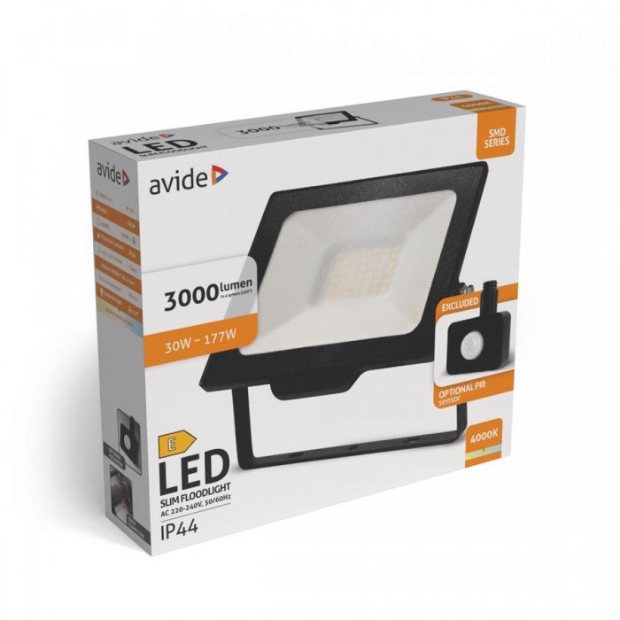 Avide Προβολέας LED SMD 30W NW 4000K με Προαιρετικό PIR Avide Προβολέας LED SMD 30W NW 4000K με Προαιρετικό PIR