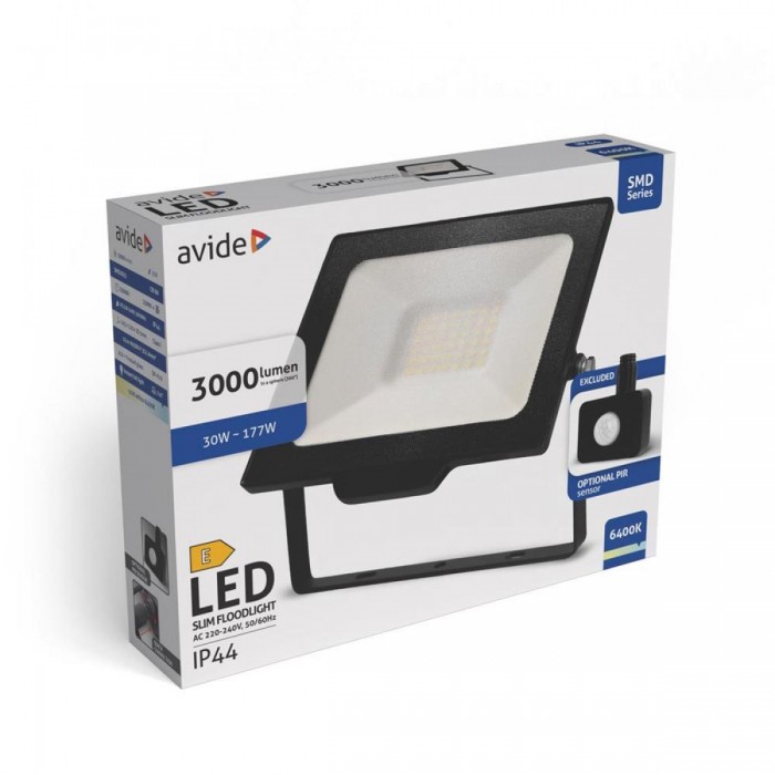 Avide Προβολέας LED SMD 30W CW 6400K με Γρήγορη σύνδεση και Προαιρετικό PIR Avide Προβολέας LED SMD 30W CW 6400K με Γρήγορη σύνδεση και Προαιρετικό PIR
