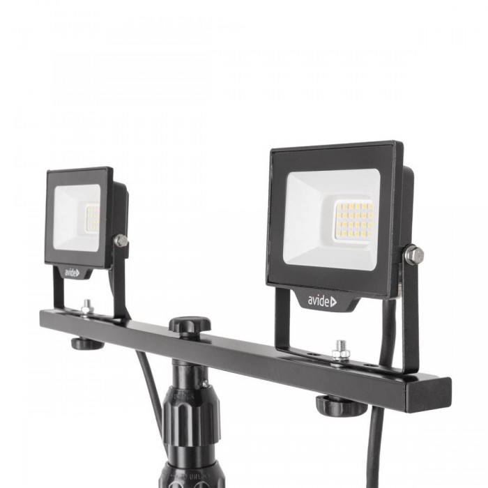 Avide LED Flood Light Slim Αισθητήρας PIR, SMD 2x30W CW 6400K 2 Κεφαλές με Τρίποδο