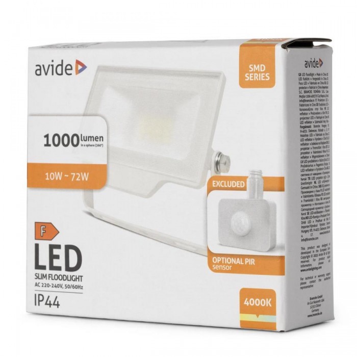 Avide Προβολέας LED SMD 10W NW 4000K με Δυνατότητα Προσθήκης Αισθητήρα PIR Λευκό Avide Προβολέας LED SMD 10W NW 4000K με Δυνατότητα Προσθήκης Αισθητήρα PIR Λευκό