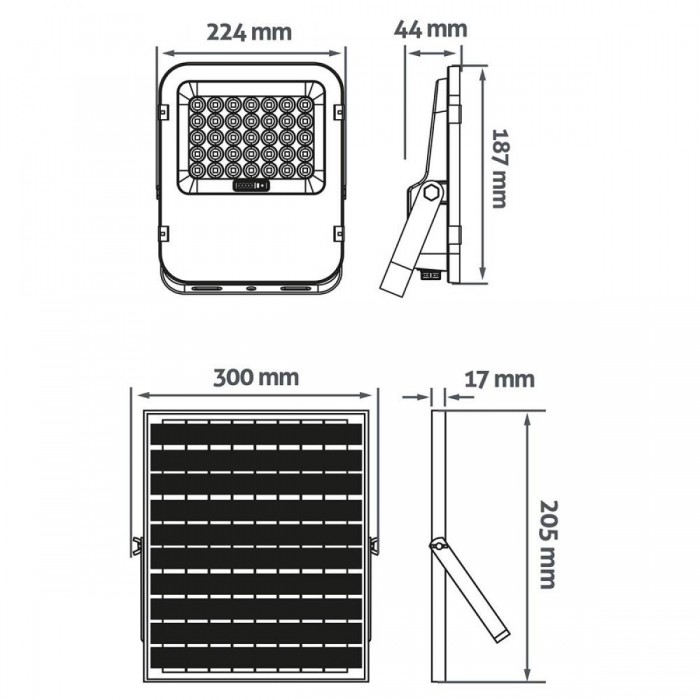 Avide LED Ηλιακός Προβολέας 100W 6400K με Ξεχωριστό Ηλιακό Πάνελ και Τηλεχειριστήριο