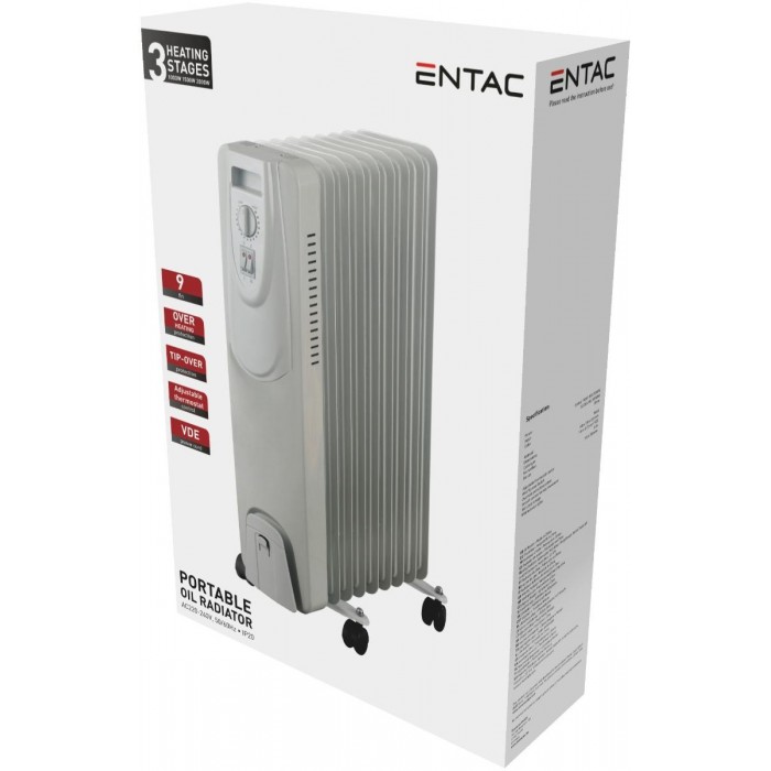 Entac Καλοριφέρ Λαδιού 9 Φέτες 2000W Λευκό με Timer Αντίστροφης Μέτρησης