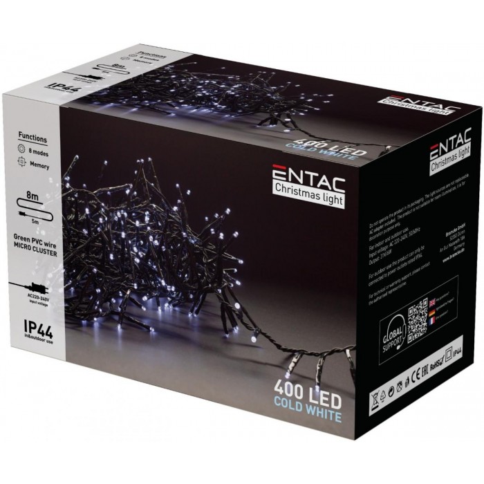 Entac Χριστουγεννιάτικα Λαμπάκια IP44 400 LED Ψείρες Ψυχρό 8m Entac Χριστουγεννιάτικα Λαμπάκια IP44 400 LED Ψείρες Ψυχρό 8m
