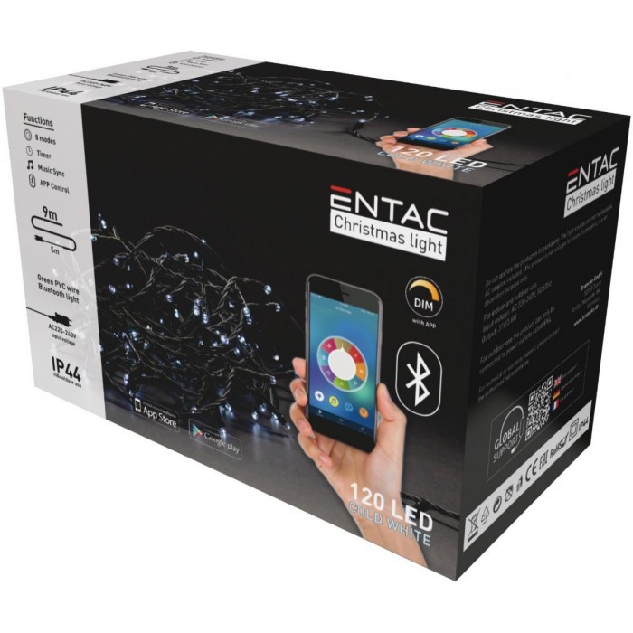 Entac Χριστουγεννιάτικα Λαμπάκια IP44 120 LED Ψυχρό 9m Bluetooth Entac Χριστουγεννιάτικα Λαμπάκια IP44 120 LED Ψυχρό 9m Bluetooth