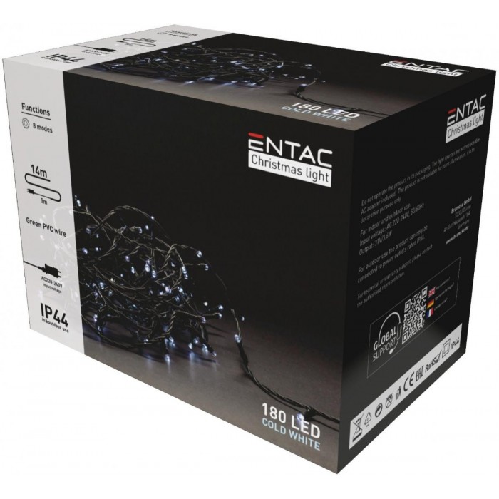 Entac Χριστουγεννιάτικα Λαμπάκια IP44 180 LED Ψυχρό 14m Entac Χριστουγεννιάτικα Λαμπάκια IP44 180 LED Ψυχρό 14m