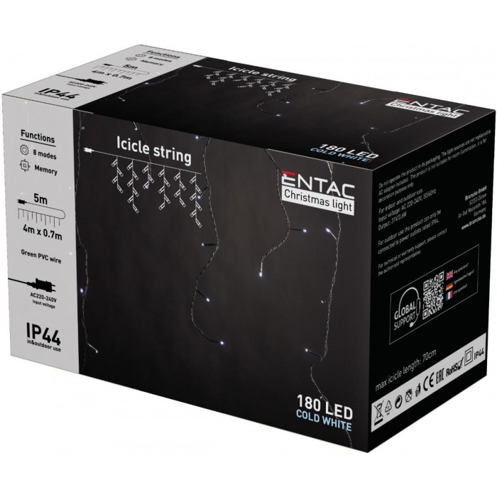 Entac Χριστουγεννιάτικα Κουρτίνα IP44 144 LED RGB 8x8 Λειτουργίες 1x1 Entac Χριστουγεννιάτικα Κουρτίνα IP44 144 LED RGB 8x8 Λειτουργίες 1x1