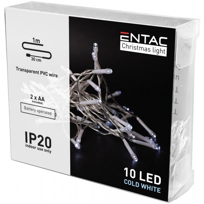 Entac Χριστουγεννιάτικα Εσωτερικά 10 LED Ψυχρό 1μ (2xAA Δεν περιλαμβ.) Entac Χριστουγεννιάτικα Εσωτερικά 10 LED Ψυχρό 1μ (2xAA Δεν περιλαμβ.)