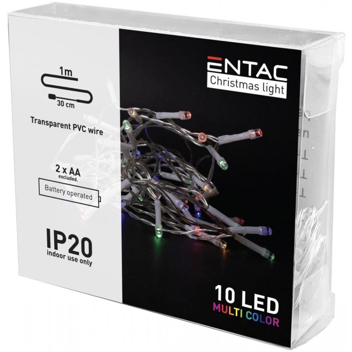 Entac Χριστουγεννιάτικα Εσωτερικά 10 LED Πολύχρωμα 1μ (2xAA Δεν περιλαμβ.) Entac Χριστουγεννιάτικα Εσωτερικά 10 LED Πολύχρωμα 1μ (2xAA Δεν περιλαμβ.)