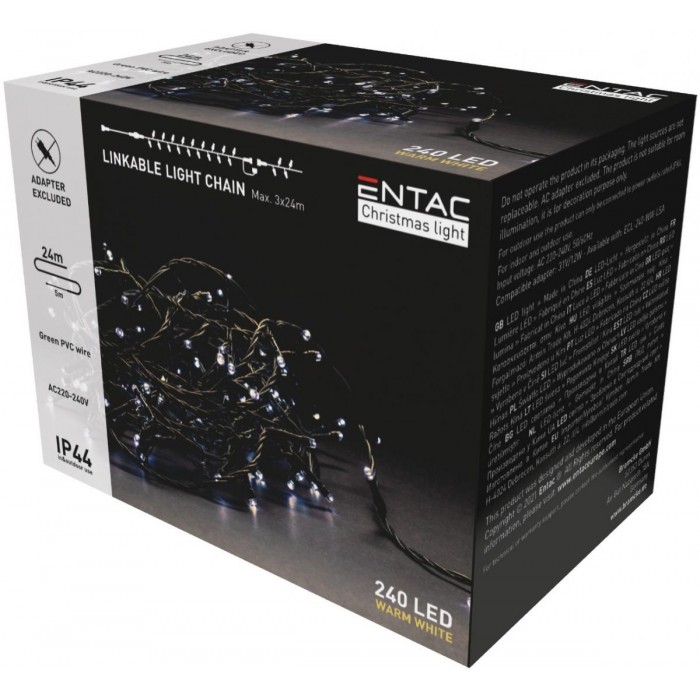 Entac Χριστουγεννιάτικα Λαμπάκια Επέκταση IP44 240 LED Θερμό 24m (Χωρίς Τροφοδοτικό) Entac Χριστουγεννιάτικα Λαμπάκια Επέκταση IP44 240 LED Θερμό 24m (Χωρίς Τροφοδοτικό)