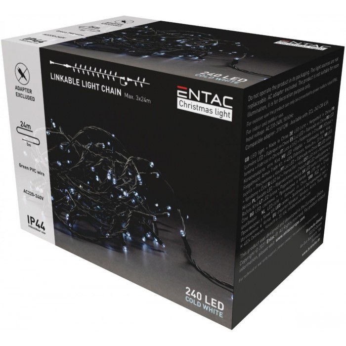 Entac Χριστουγεννιάτικα Λαμπάκια Επέκταση IP44 240 LED Ψυχρό 24m (Χωρίς Τροφοδοτικό) Entac Χριστουγεννιάτικα Λαμπάκια Επέκταση IP44 240 LED Ψυχρό 24m (Χωρίς Τροφοδοτικό)