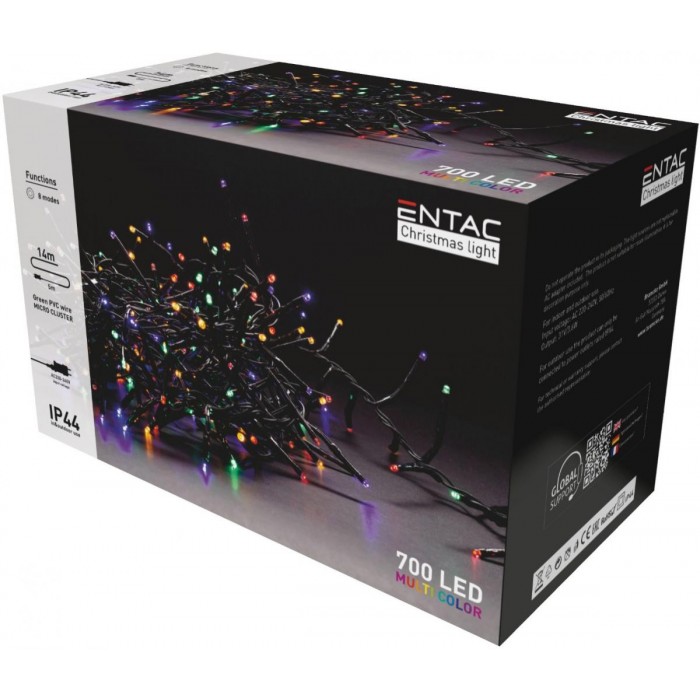 Entac Χριστουγεννιάτικα Λαμπάκια IP44 700 LED Ψείρες Πολύχρωμα 14m Entac Χριστουγεννιάτικα Λαμπάκια IP44 700 LED Ψείρες Πολύχρωμα 14m
