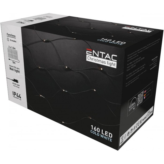 Entac Χριστουγεννιάτικα Λαμπάκια IP44 Net 160 LED 2x1.5m Ψυχρό Λευκό Entac Χριστουγεννιάτικα Λαμπάκια IP44 Net 160 LED 2x1.5m Ψυχρό Λευκό