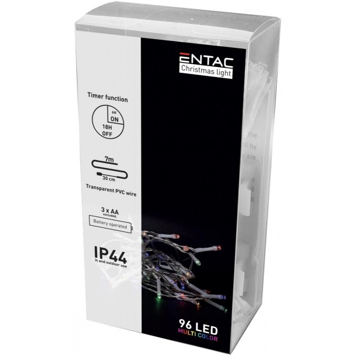 Entac Χριστουγεννιάτικα IP44 96 LED με Χρονοδιακόπτη Πολύχρωμα 7m (3xAA Δεν περιλαμβ.) Entac Χριστουγεννιάτικα IP44 96 LED με Χρονοδιακόπτη Πολύχρωμα 7m (3xAA Δεν περιλαμβ.)