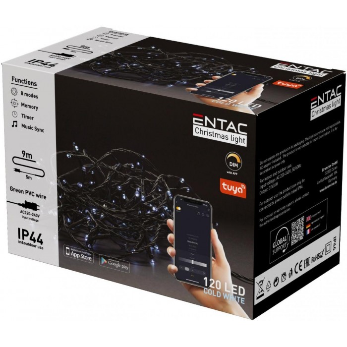 Entac Χριστουγεννιάτικα Λαμπάκια IP44 120 LED Ψυχρό 9m Tuya Entac Χριστουγεννιάτικα Λαμπάκια IP44 120 LED Ψυχρό 9m Tuya