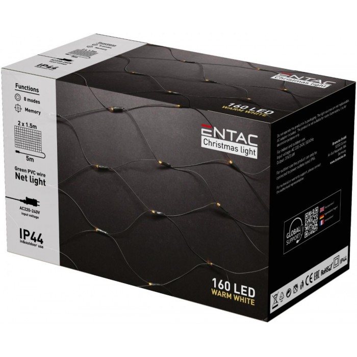Entac Christmas Lights IP44 Net 160 LED 2m x 1,5m WW Entac Christmas Lights IP44 Net 160 LED 2m x 1,5m WW