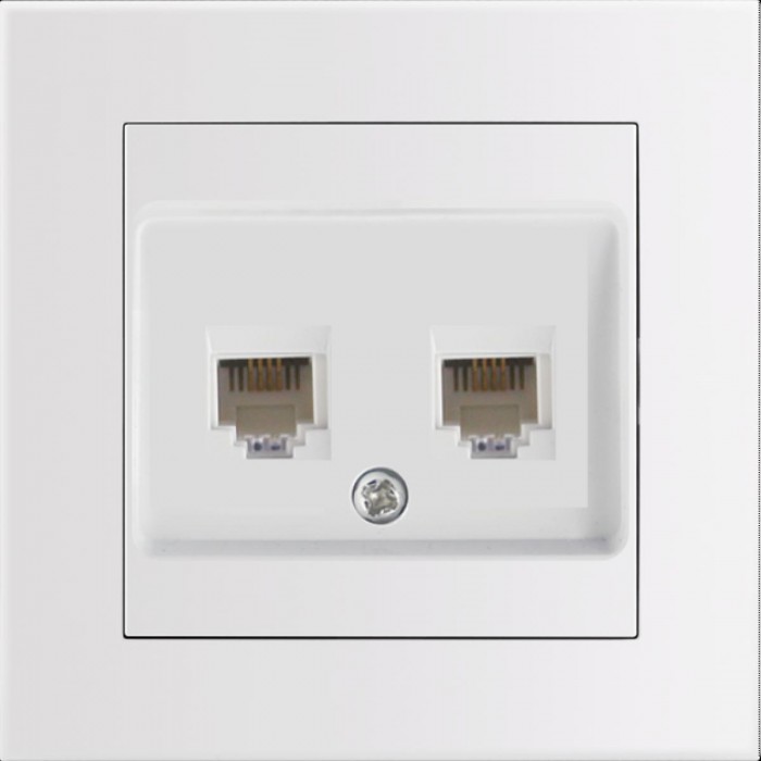 Entac Arnold Recessed wall LAN socket 2x Cat5 White Entac Arnold Recessed wall LAN socket 2x Cat5 White