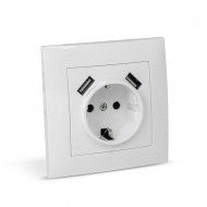 Entac Arnold Recessed wall socket earthed + 2 USB 2.1A (total) White Entac Arnold Recessed wall socket earthed + 2 USB 2.1A (total) White