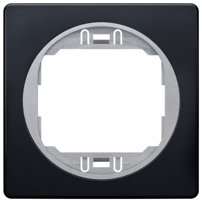 EON E6801.E1S One-gang frame 80x80, soft-touch black with silver holder