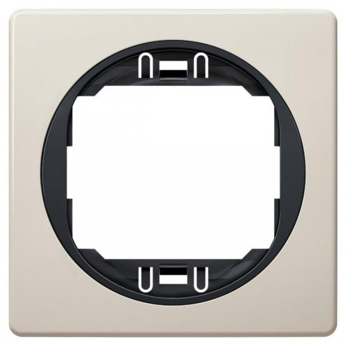 EON E6801.9E One-gang frame 80x80, beige with black holder EON E6801.9E One-gang frame 80x80, beige with black holder
