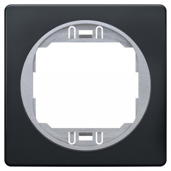 EON E6801.S1E One-gang frame 80x80, antic silver with black holder