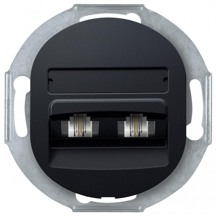 EON E613.E1 Double telephone socket without cover frame 2xRJ12 6/4 Cat 3, soft-touch black EON E613.E1 Double telephone socket without cover frame 2xRJ12 6/4 Cat 3, soft-touch black