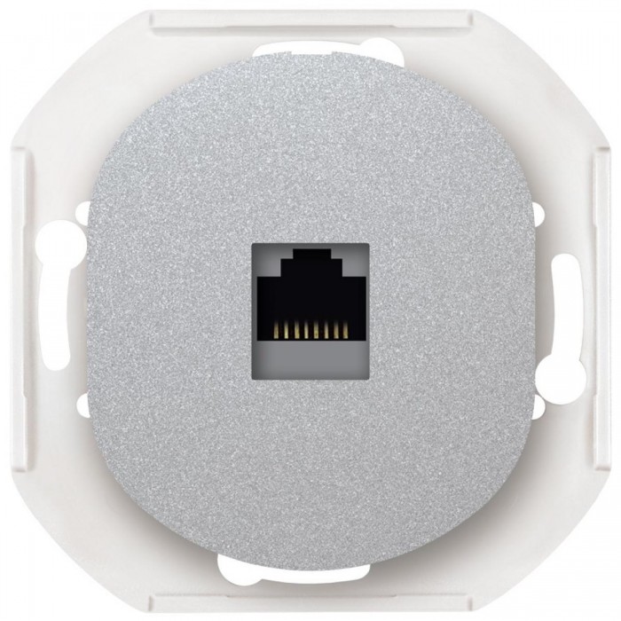 EON E616S.S Data socket without cover frame 1xRJ45 Cat 6A FTP, silver