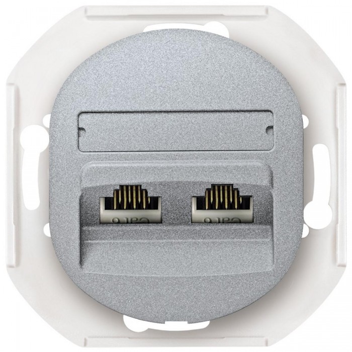 EON E614.S Data socket double without cover frame 2xRJ45 Cat 5e UTP, silver EON E614.S Data socket double without cover frame 2xRJ45 Cat 5e UTP, silver