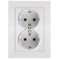 Entac Arnold Recessed wall socket 2x earthed White Entac Arnold Recessed wall socket 2x earthed White