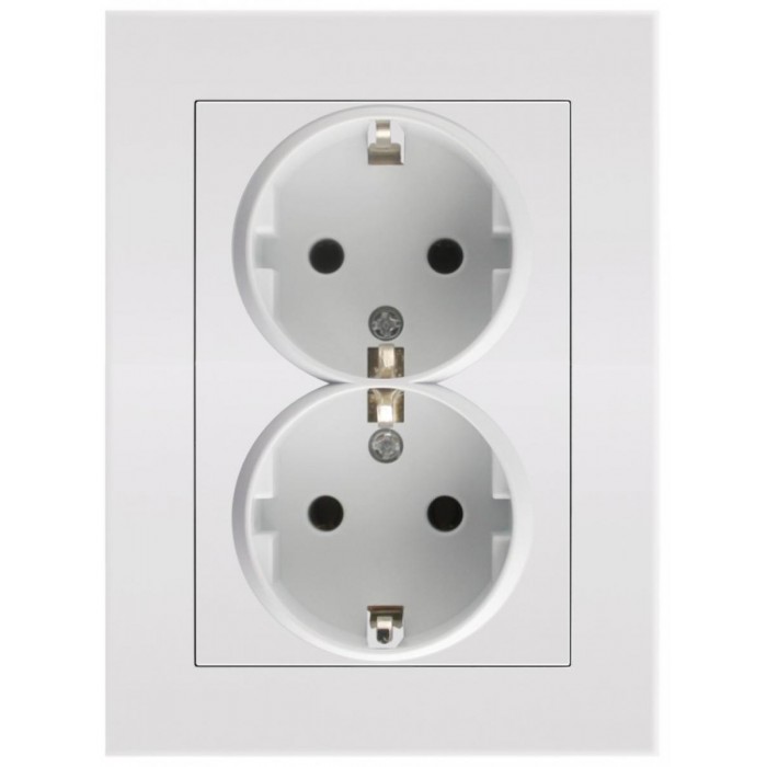 Entac Arnold Recessed wall socket 2x earthed White Entac Arnold Recessed wall socket 2x earthed White