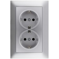 Entac Arnold Recessed wall socket 2x earthed Silver Entac Arnold Recessed wall socket 2x earthed Silver