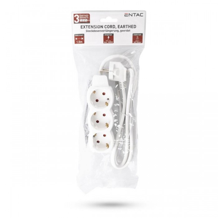 Entac Πολύπριζο 3 Θέσεων 3x1.0mm 1.5m Entac Πολύπριζο 3 Θέσεων 3x1.0mm 1.5m