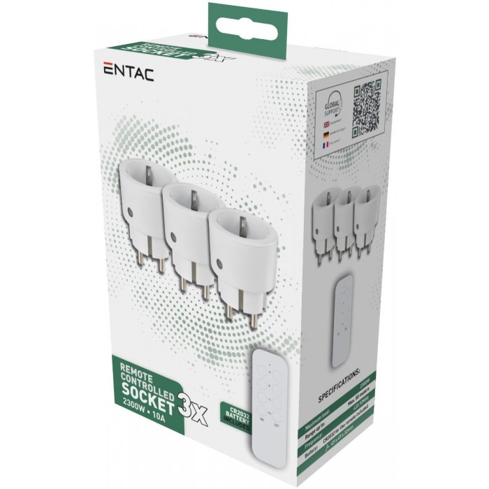Entac Remote Controlled Socket Set 3xSockets with RC