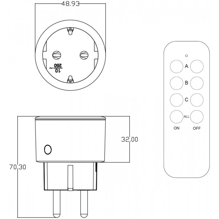 Entac Remote Controlled Socket Set 3xSockets with RC
