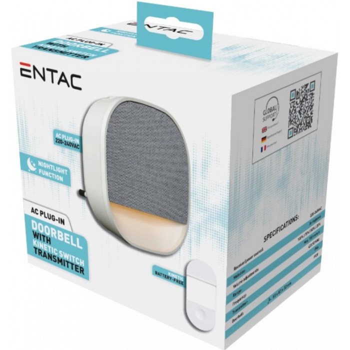 Entac Κουδούνι AC Plug-in, με φως νυκτός και Κινητικό Διακόπτη Entac Κουδούνι AC Plug-in, με φως νυκτός και Κινητικό Διακόπτη