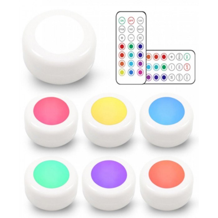 Entac Mini Φορητό Φωτάκι Νυκτός 0,45W RGB RC 6τμχ/σετ