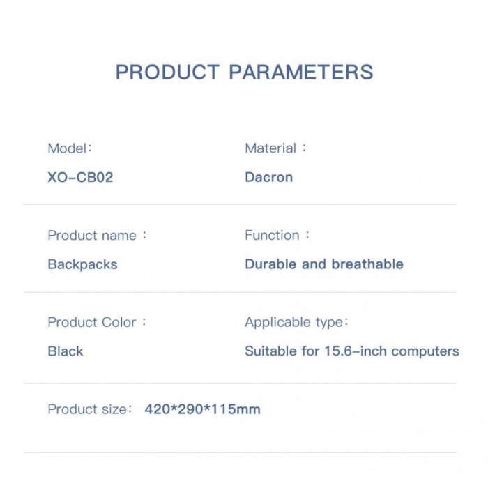 XO CB02 Σακίδιο Πλάτης μεχρι 15.6-inch Laptop XO CB02 Σακίδιο Πλάτης μεχρι 15.6-inch Laptop