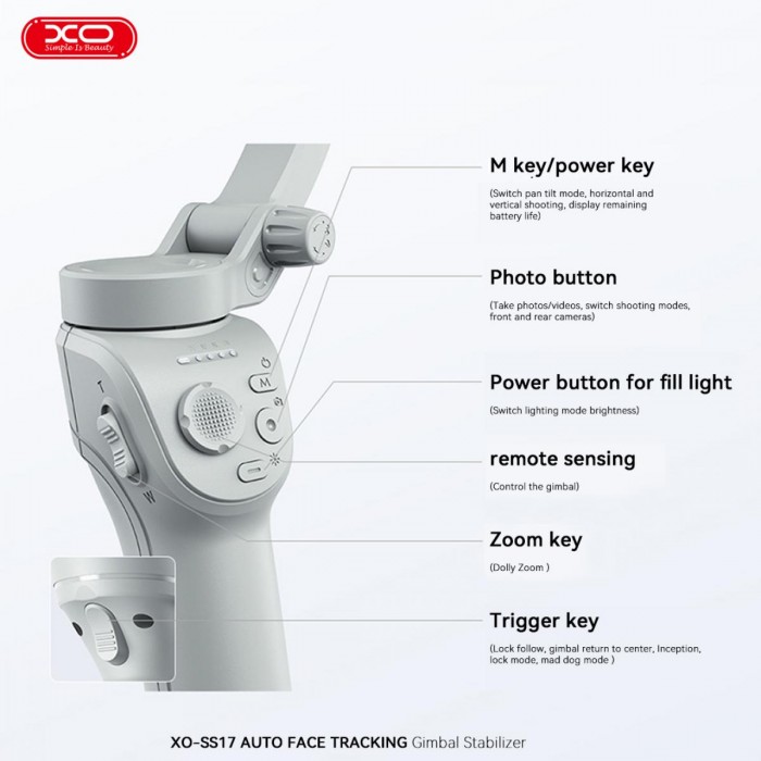 XO SS17 Smart Selfie Stick  με κλίση τριών αξόνων Anti Shake