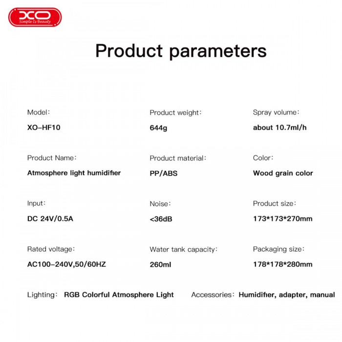 XO HF10 Πολύχρωμος Υγραντήρας Diffuser Σύννεφο Βροχής XO HF10 Πολύχρωμος Υγραντήρας Diffuser Σύννεφο Βροχής